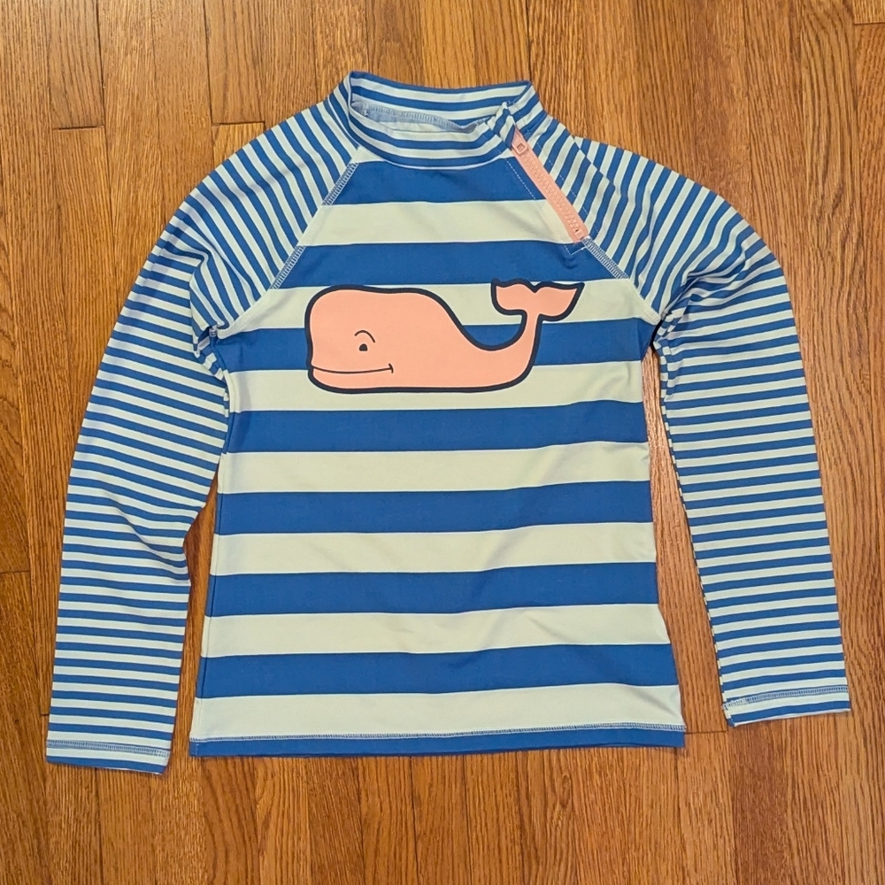 Vineyard Vines Blue and White Rashguard Swim Shirt